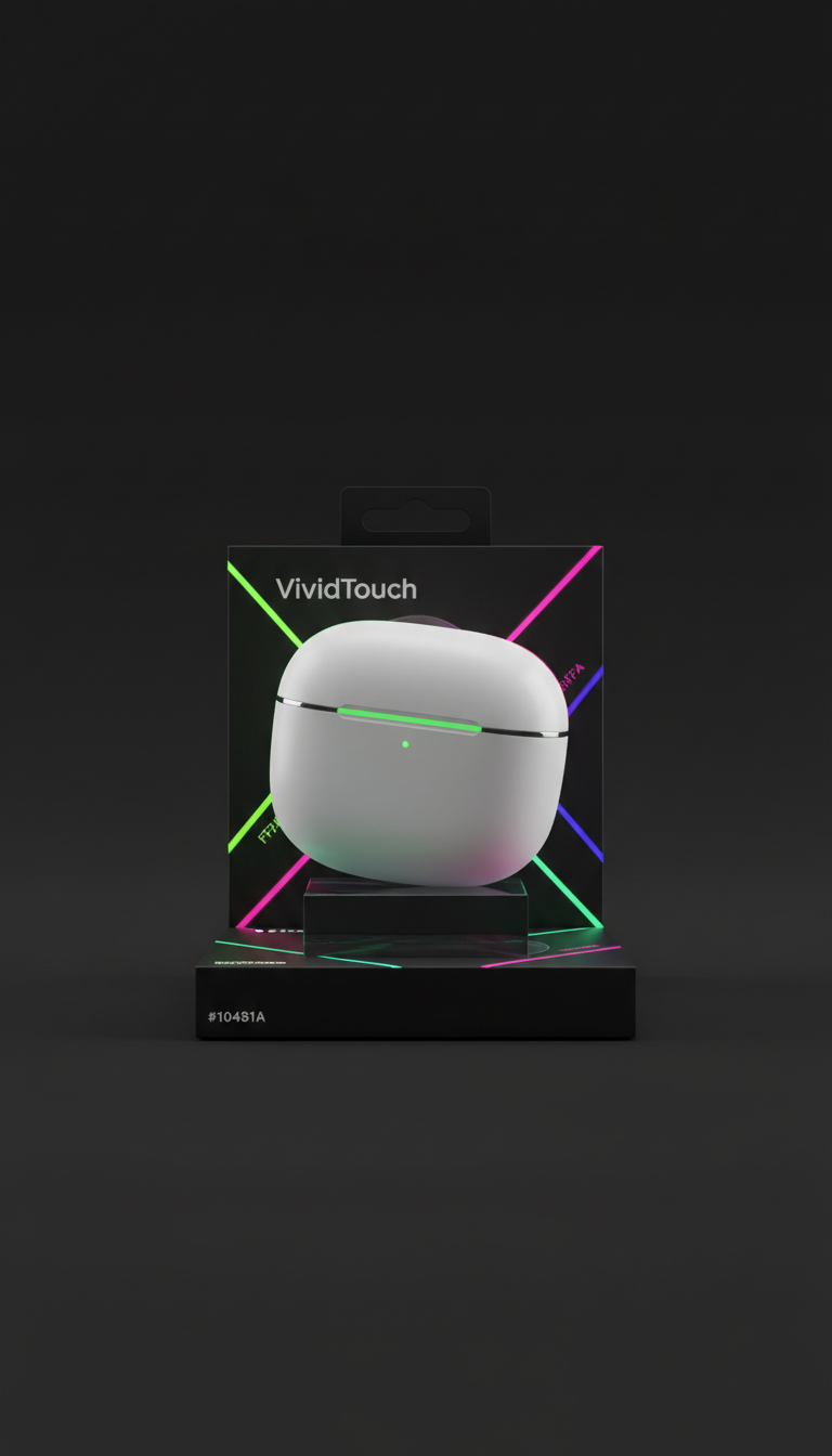 VividTouch wireless earbuds with charging case